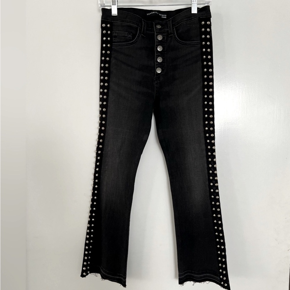 ❤️Veronica Beard - Carolyn 10 inch Baby Boot - Tux stud - Smoke Fray - 28